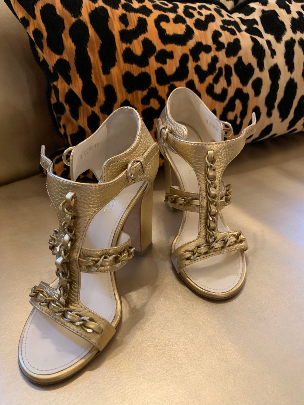 Vintage Chanel Gold Chain High Heel Sandals